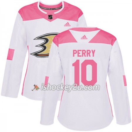 Dame NHL Anaheim Ducks Trøje Corey Perry 10 Adidas 2017-2018 Hvid Lyserød Fashion Authentic